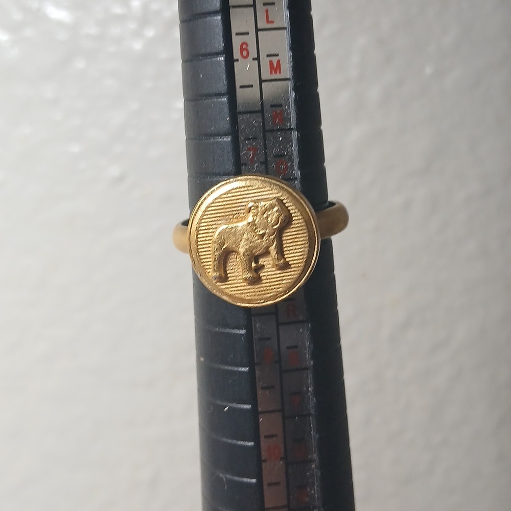Bulldog Ring Sterling Gold Plated Vintage 3D Size 8